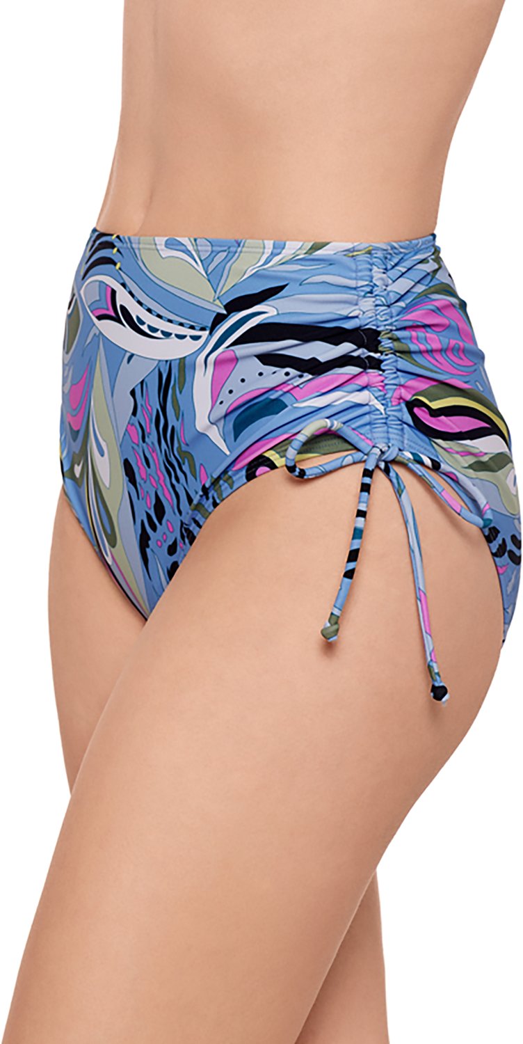 Salt + Cove Juniors' Scarf Swirl Shirred Side High Waist Swim Bottoms - view number 3