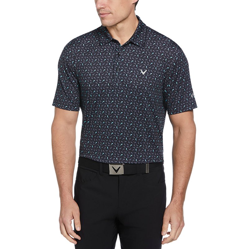 Callaway Men's Dolphin Texture Print Short Sleeve Polo Shirt