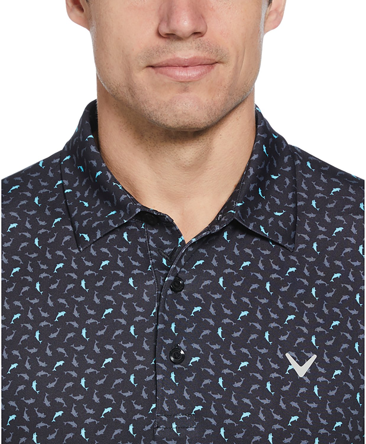 Callaway Men's Dolphin Texture Print Short Sleeve Polo Shirt - view number 3