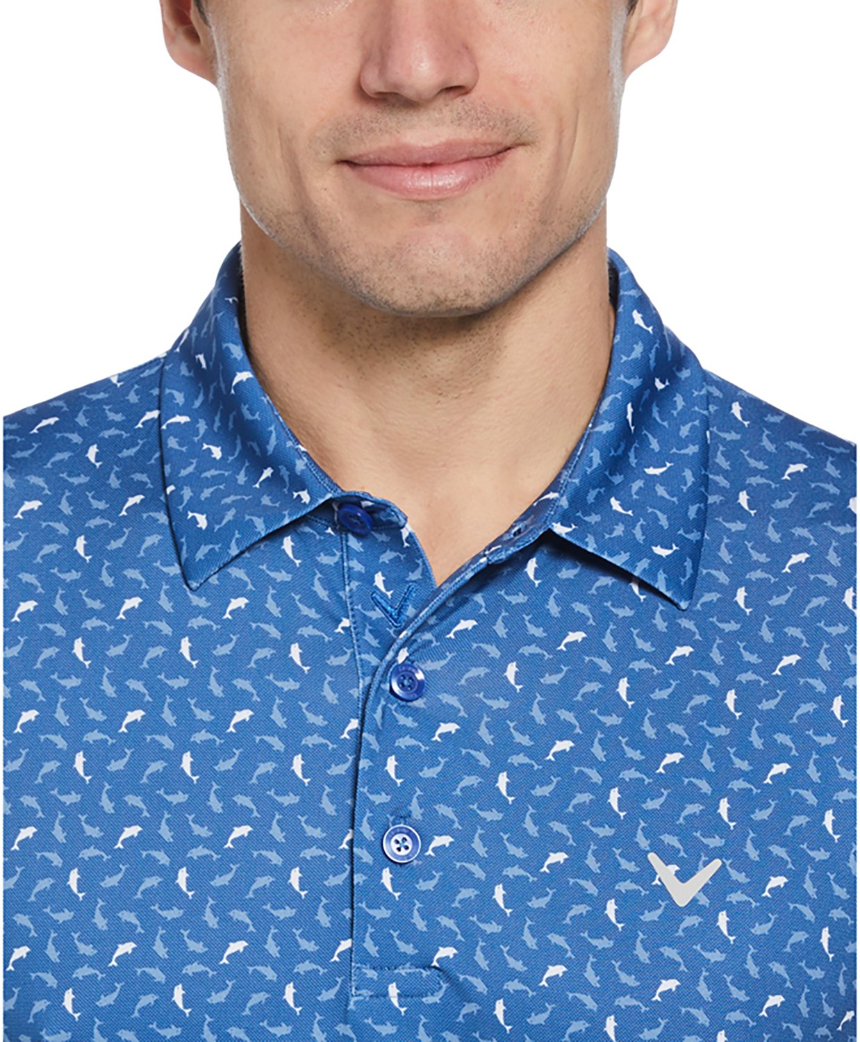 Callaway Men's Dolphin Texture Print Short Sleeve Polo Shirt - view number 3