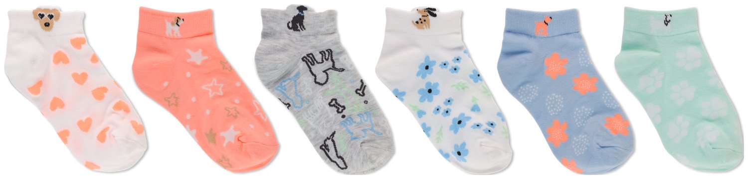 BCG Girls' Paws Hair Tie Ankle Socks 6-pack - view number 2