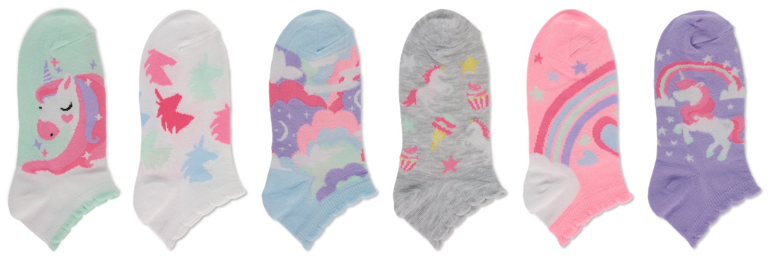 BCG Girls' Magic Unicorn Hair Tie No Show Socks 6-pack - view number 2