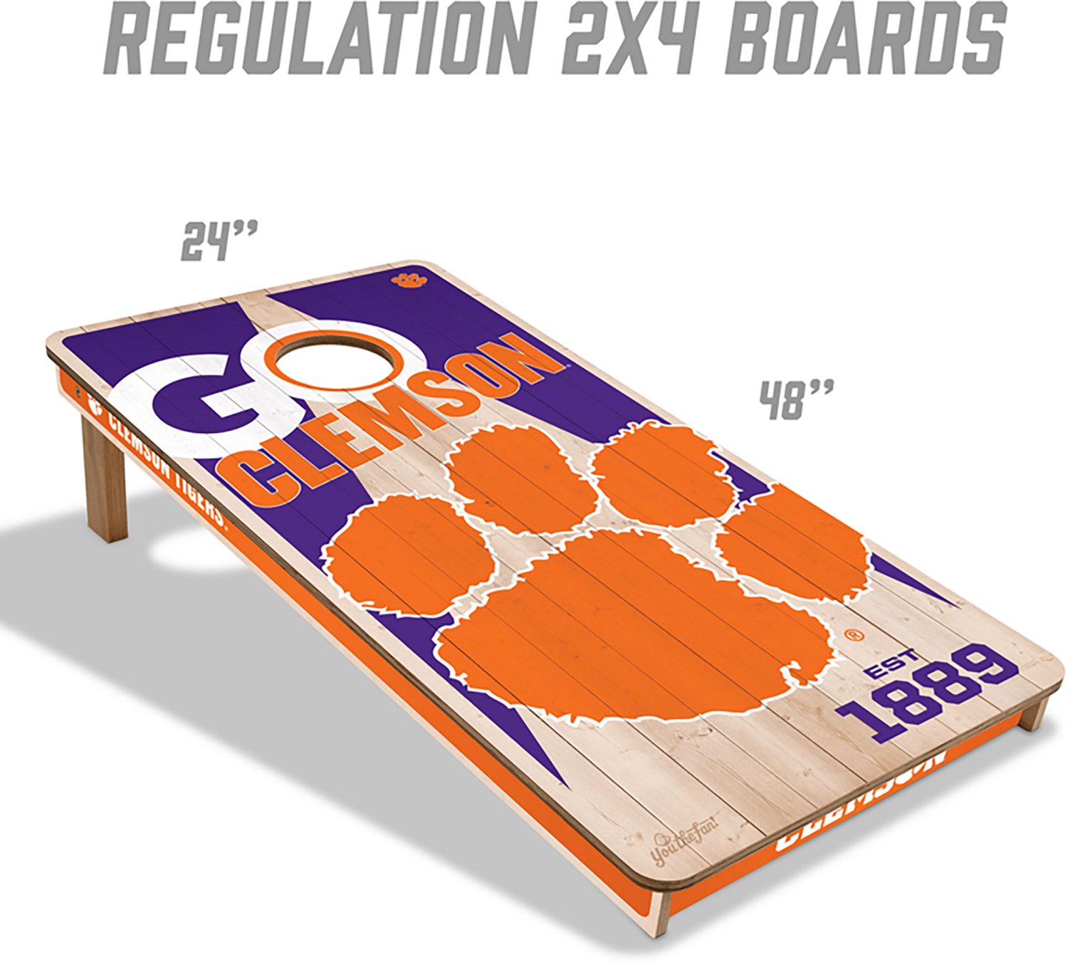 YouTheFan Clemson Solid Wood 2 ft x 4 ft Cornhole Set - view number 5