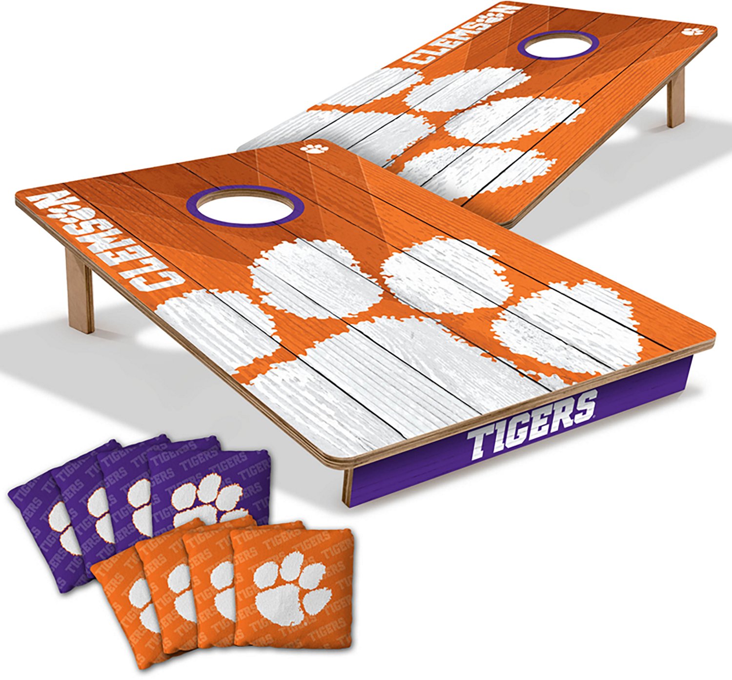 YouTheFan Clemson Solid Wood 2 ft x 3 ft Cornhole Set