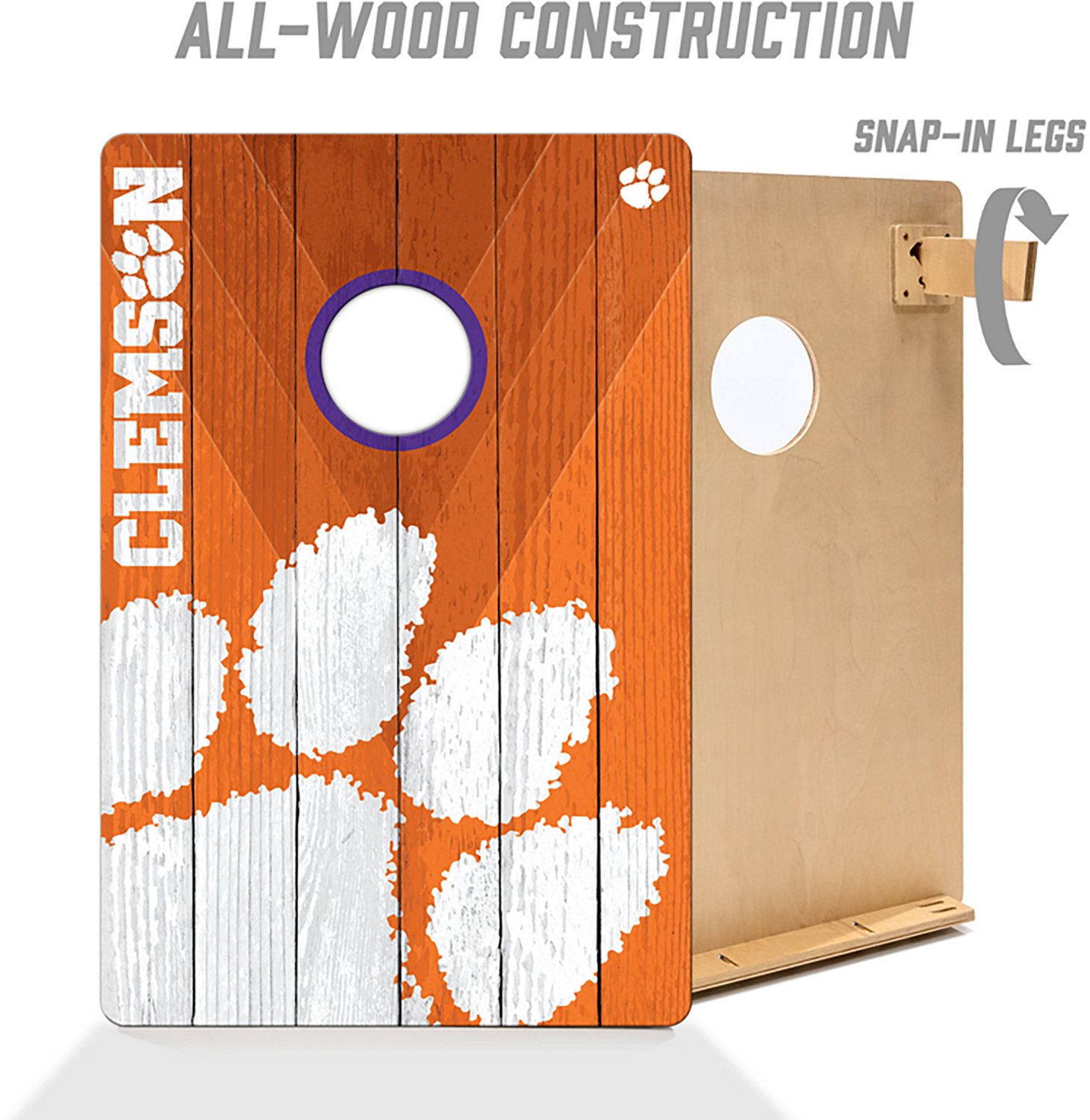 YouTheFan Clemson Solid Wood 2 ft x 3 ft Cornhole Set - view number 3