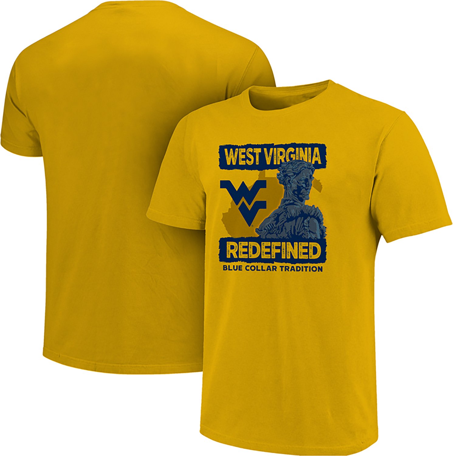 Image One Men's West Virginia Mountaineers Gritty Statue Stacked Fan Short Sleeve T-shirt - view number 3