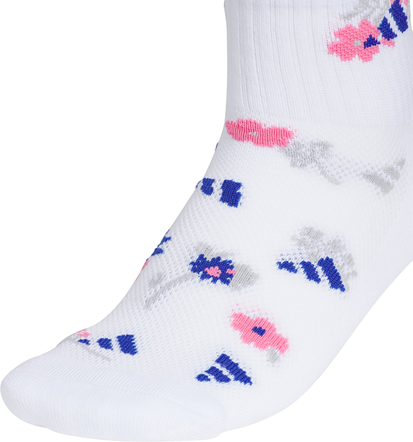 adidas Youth Girls' Cushioned Floral Graphic Quarter Socks 6 Pack - view number 2