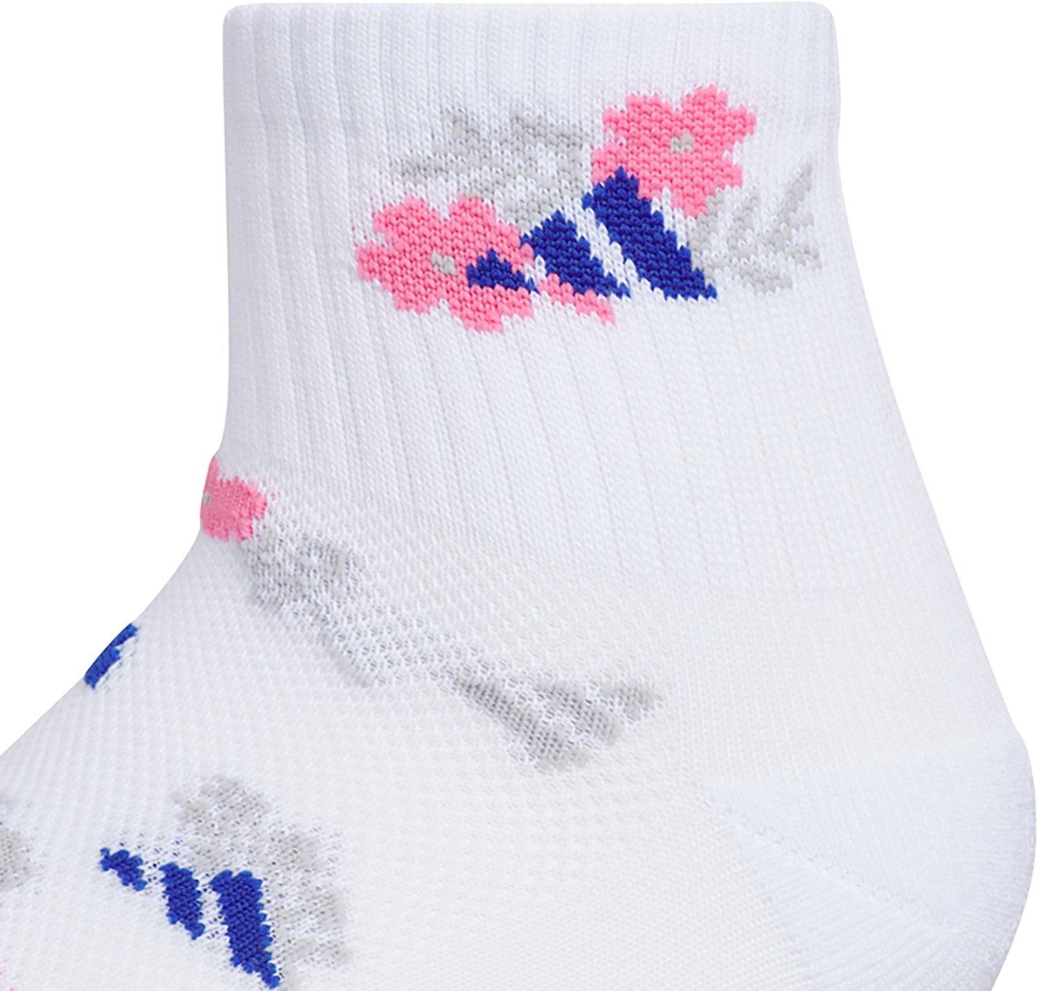 adidas Youth Girls' Cushioned Floral Graphic Quarter Socks 6 Pack - view number 3