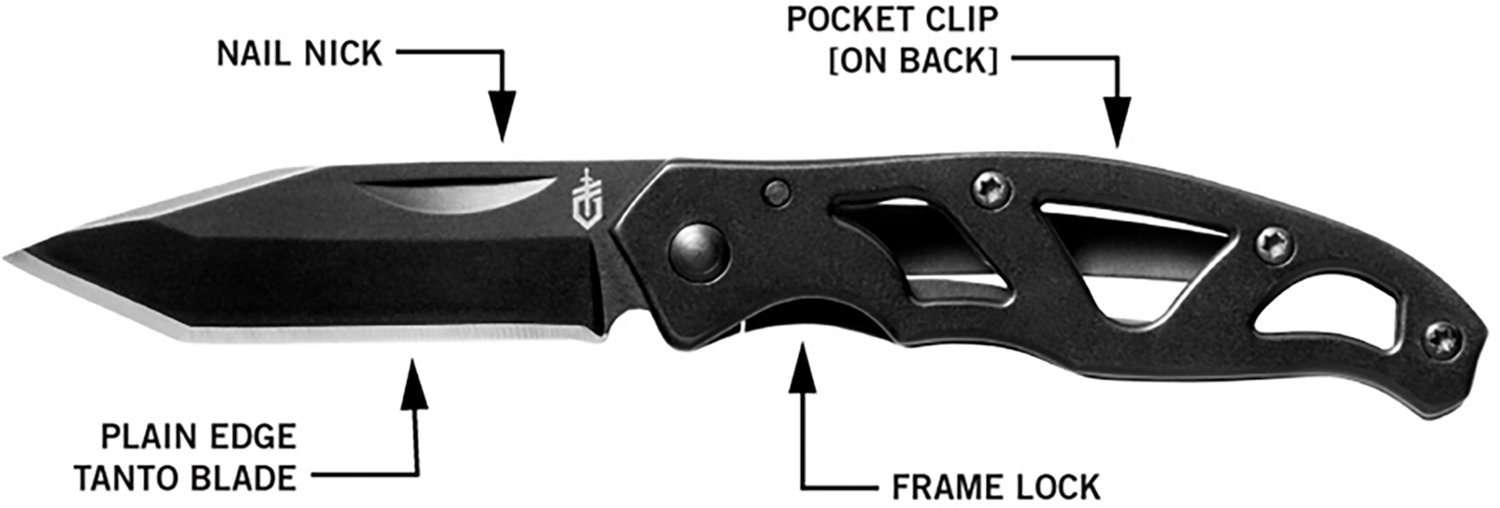 Gerber Paraframe Tanto Black Folding Knife and Shard Black Combo - view number 5