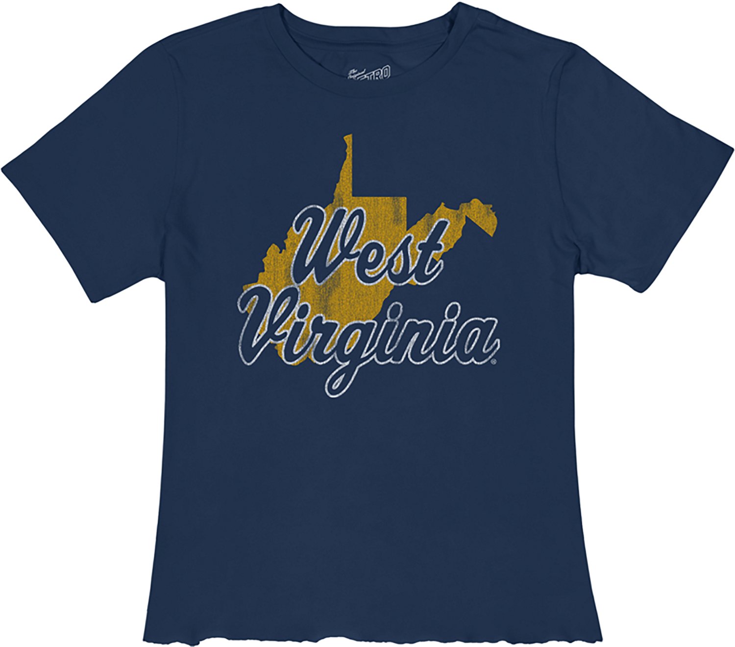 WILDCAT RETRO Women's West Virginia Script State Crop T-shirt