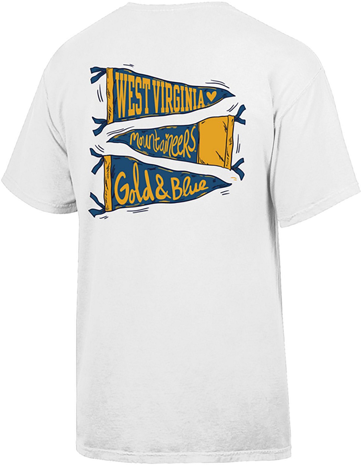 Comfort Wash Women's West Virginia Mountaineers Pennant Double Sided Short Sleeve T-shirt - view number 2