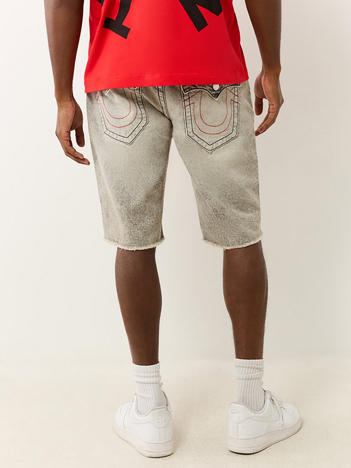 True Religion Men's Ricky Straight Single Needle Frayed Flap Denim Shorts 12 in - view number 2