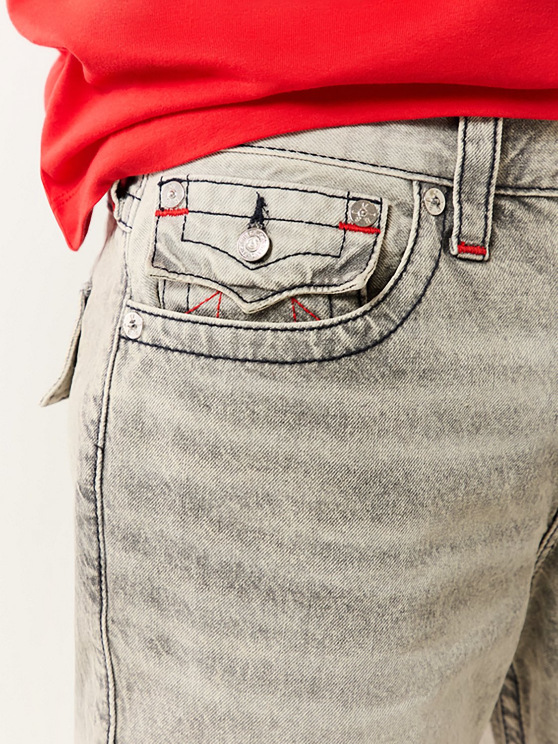 True Religion Men's Ricky Straight Single Needle Frayed Flap Denim Shorts 12 in - view number 3