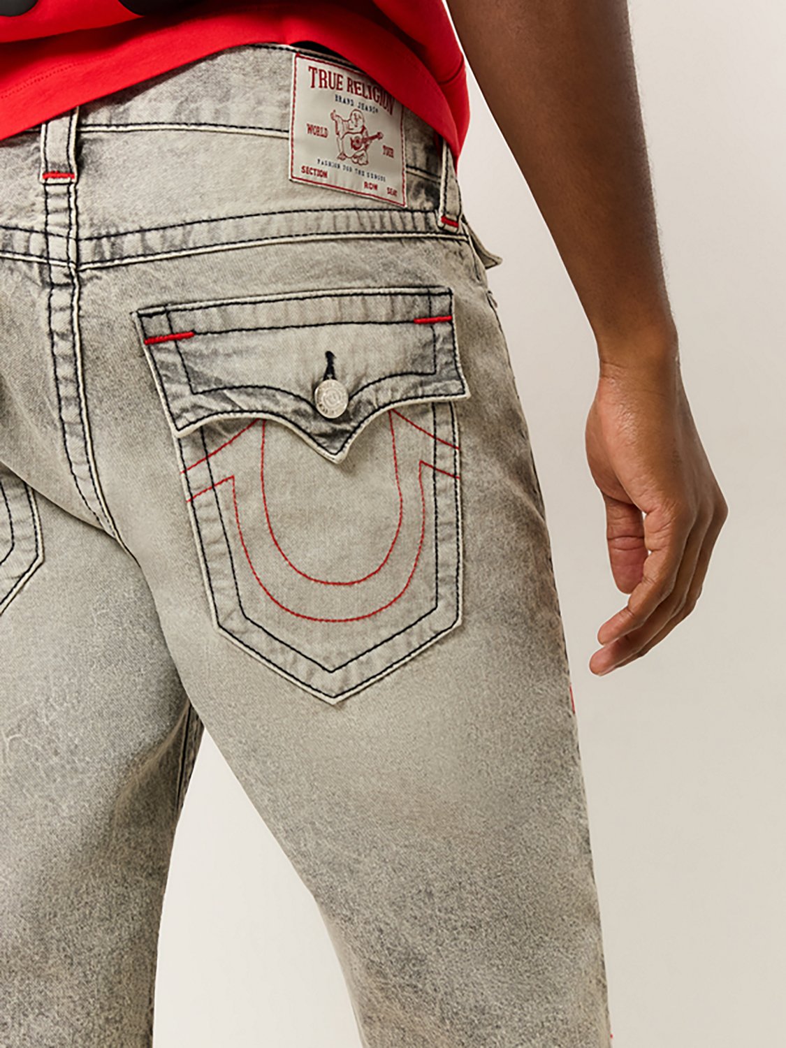 True Religion Men's Ricky Straight Single Needle Frayed Flap Denim Shorts 12 in - view number 4