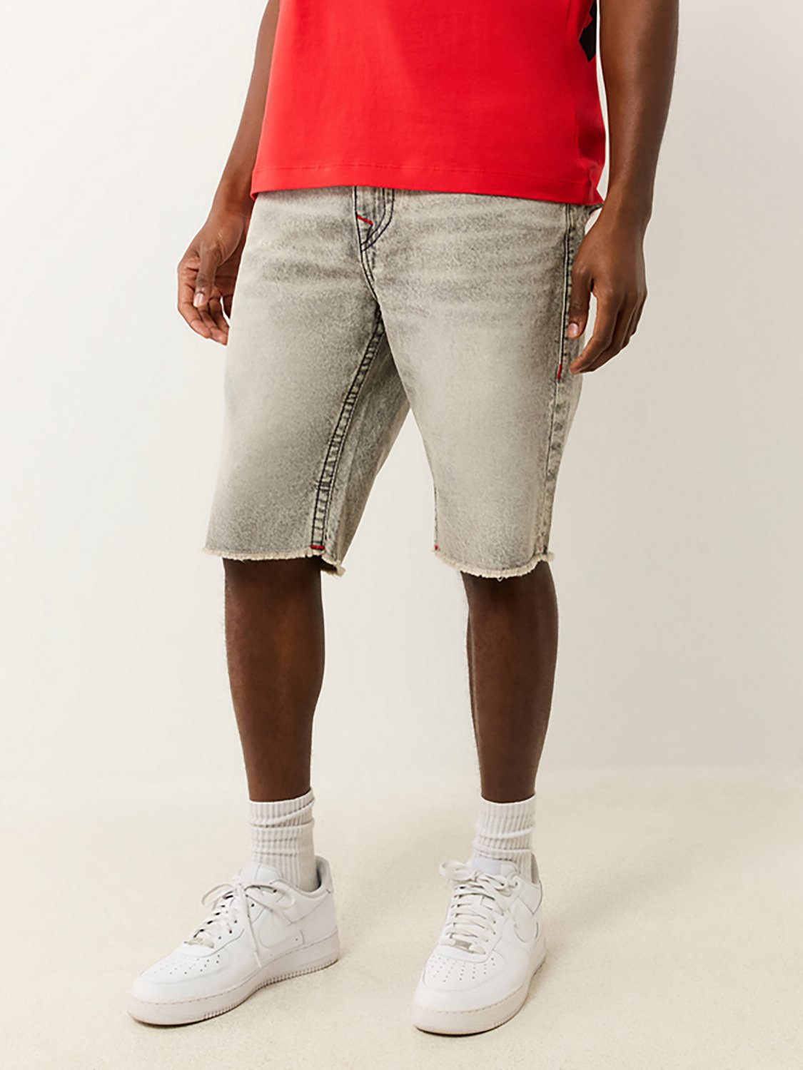 True Religion Men's Ricky Straight Single Needle Frayed Flap Denim Shorts 12 in - view number 5