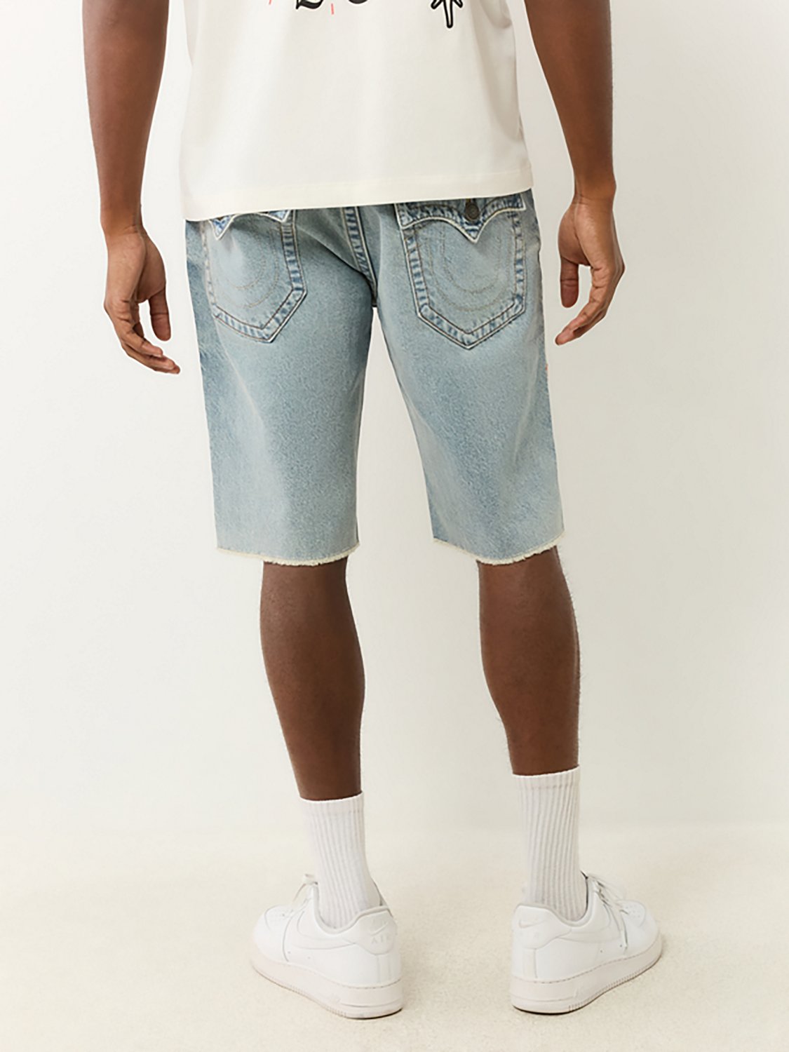 True Religion Men's Ricky Single Needle Frayed Flap Denim Shorts 12 in - view number 2