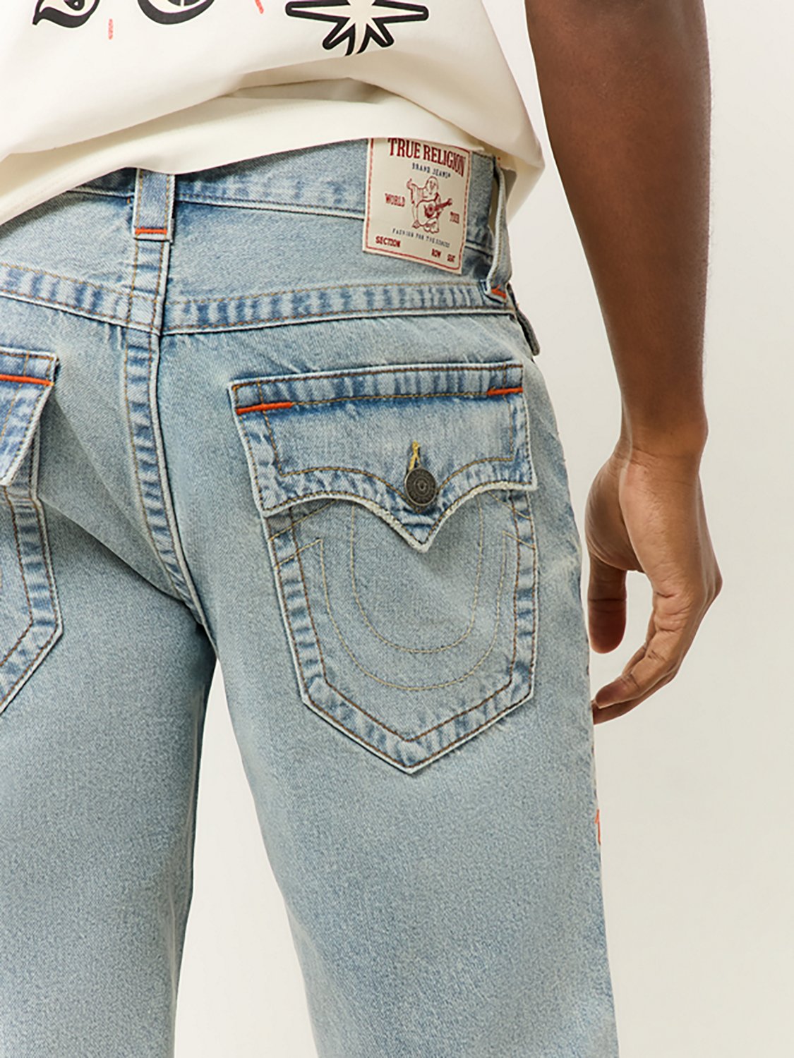 True Religion Men's Ricky Single Needle Frayed Flap Denim Shorts 12 in - view number 4