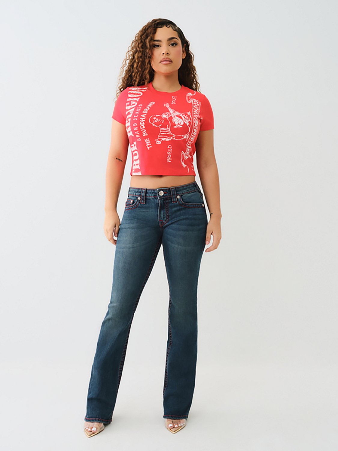 True Religion Women's Becca Mid Rise Big T Bootcut Denim Jeans - view number 5