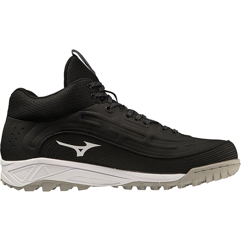 Mizuno Ambition 3 BB Mid Turf Baseball Cleats, Size 9, Black/White