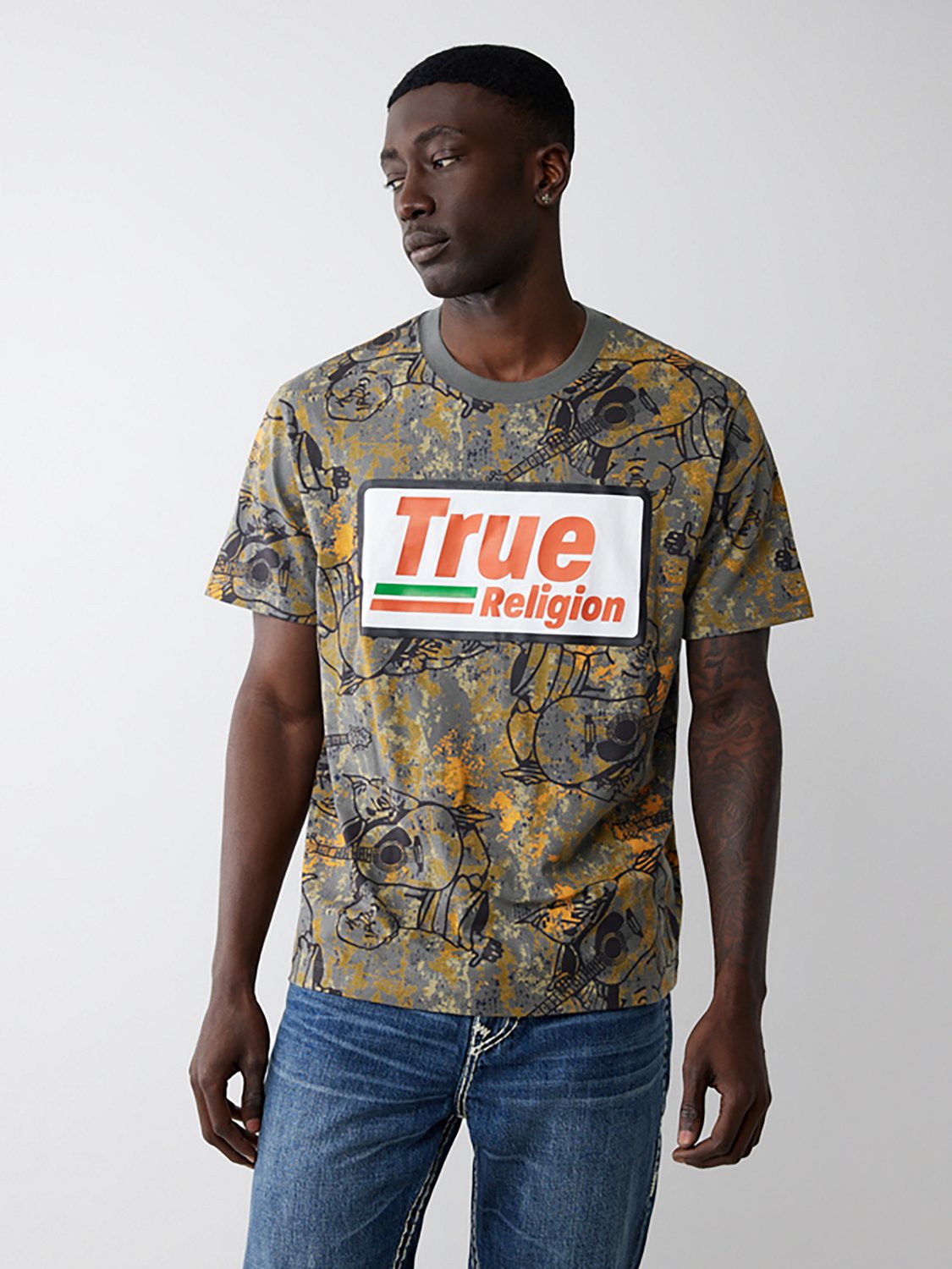 True Religion Men's Buddha Camo Graphic T-shirt