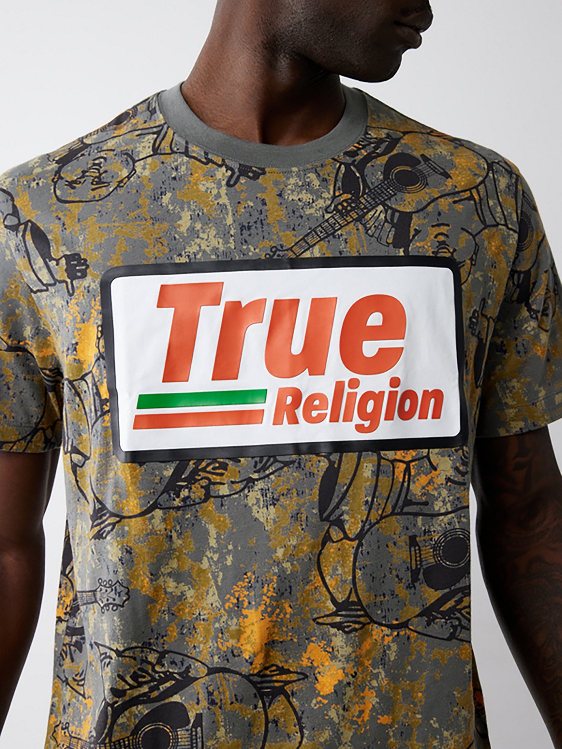 True Religion Men's Buddha Camo Graphic T-shirt