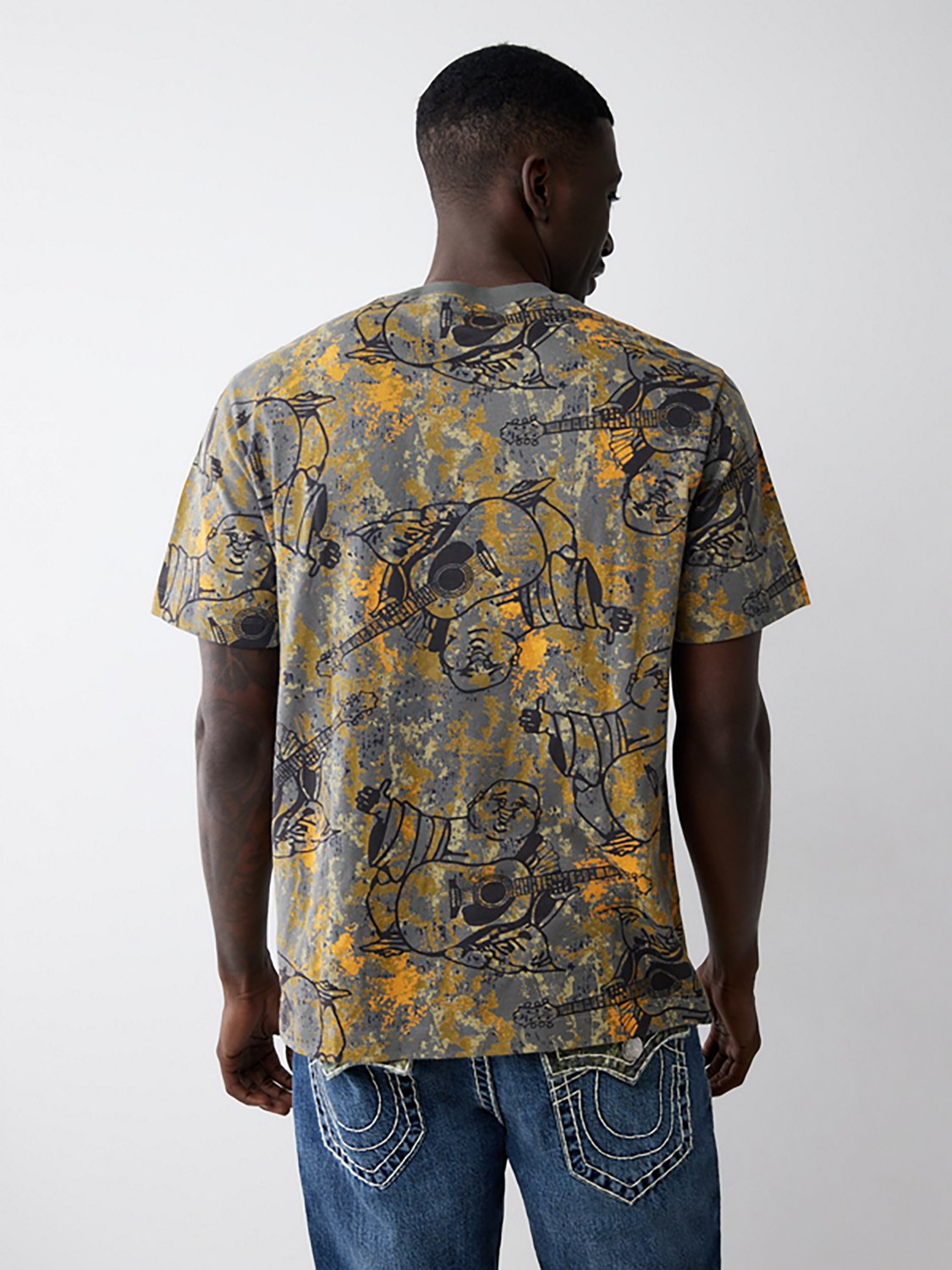 True Religion Men's Buddha Camo Graphic T-shirt