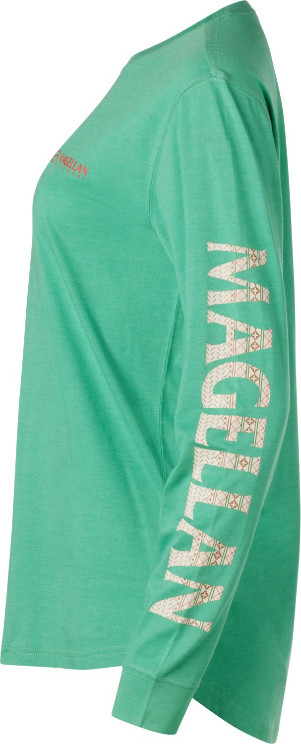 Magellan Outdoors Women's Grotto Falls Holiday Deer Scene Long Sleeve T-shirt - view number 4