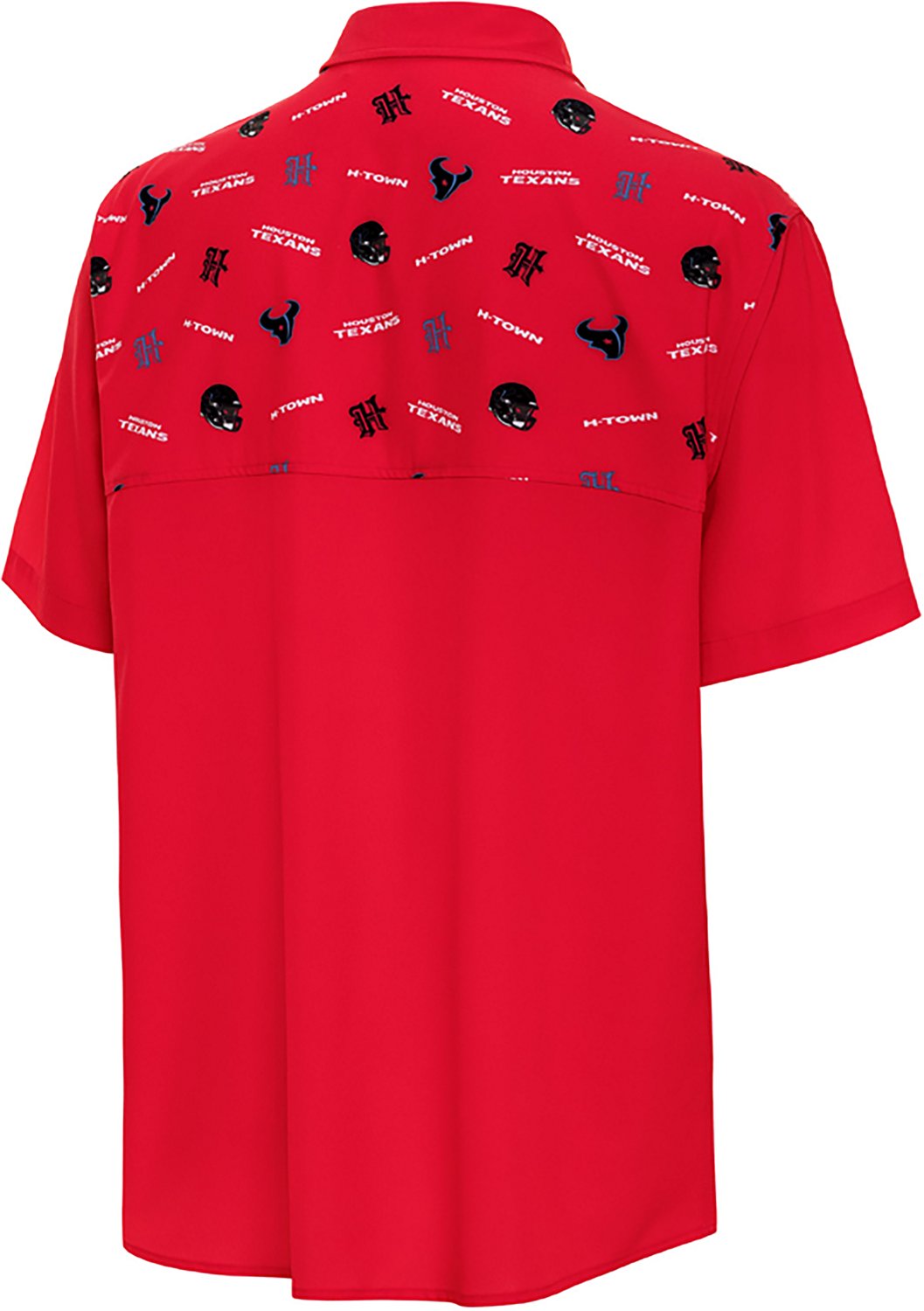 Antigua Men's Houston Texans Gameday Scatter Print Fishing Shirt - view number 2