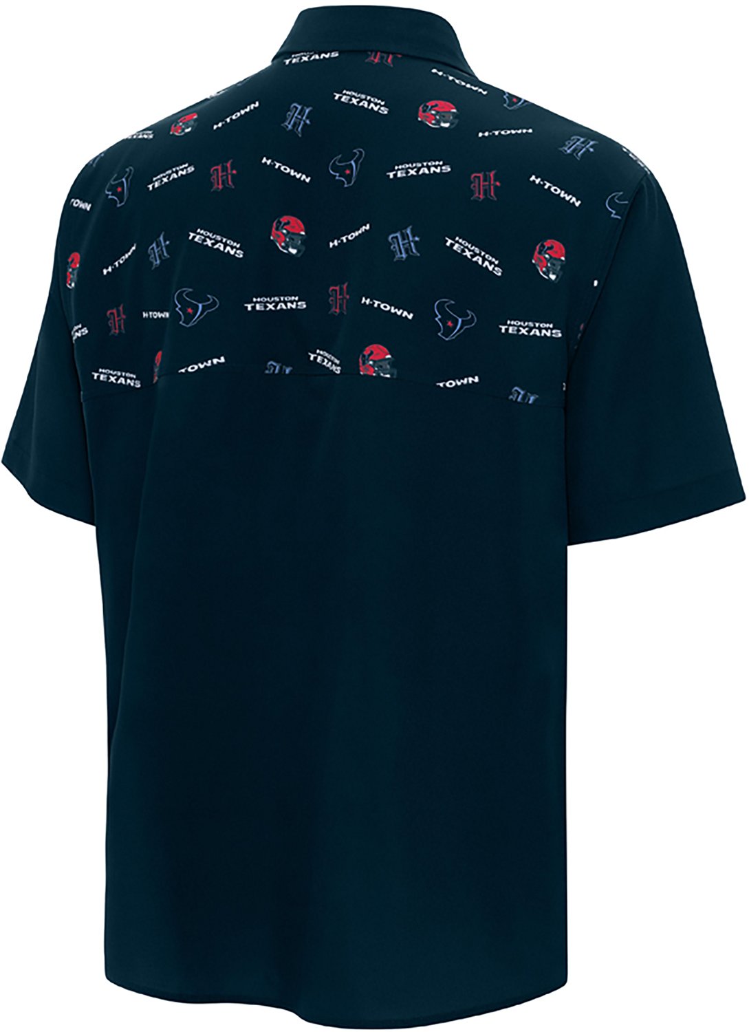 Antigua Men's Houston Texans Gameday Scatter Print Fishing Shirt - view number 2