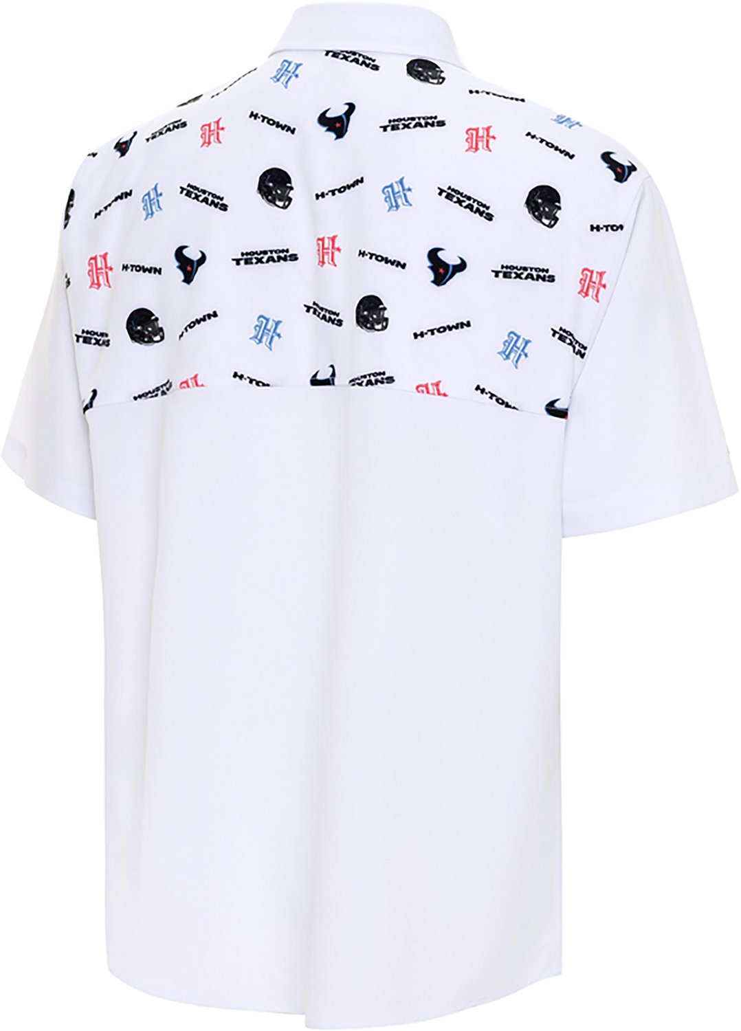 Antigua Men's Houston Texans Gameday Scatter Print Fishing Shirt - view number 2