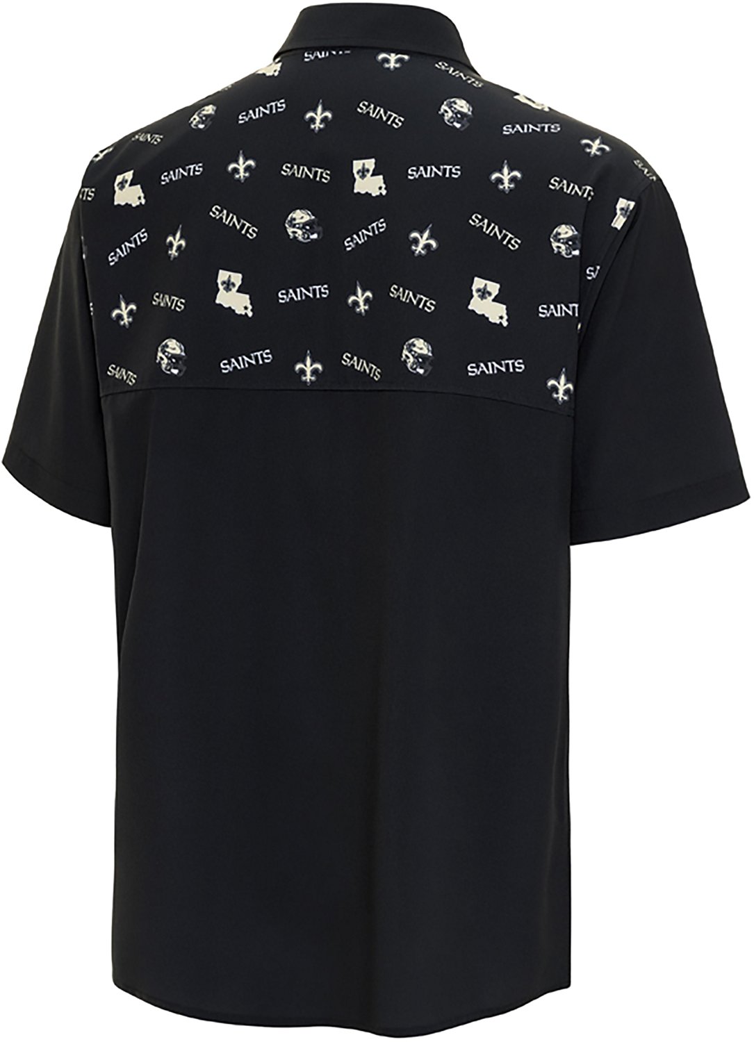 Antigua Men's New Orleans Saints Gameday Scatter Print Fishing Shirt - view number 2