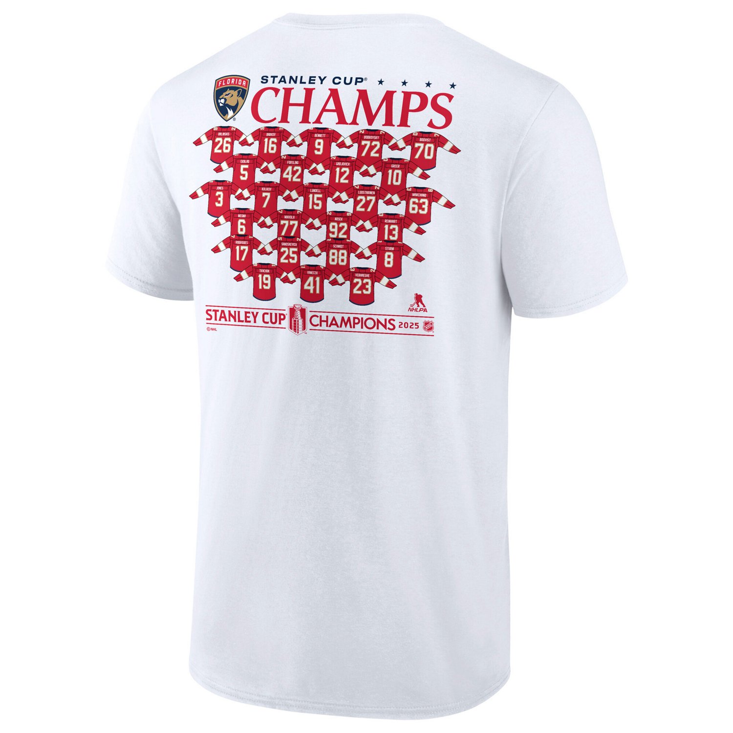 Fanatics Men's Florida Panthers 2025 NHL Stanley Cup Champions Jersey Roster Short Sleeve T- Shirt - view number 2