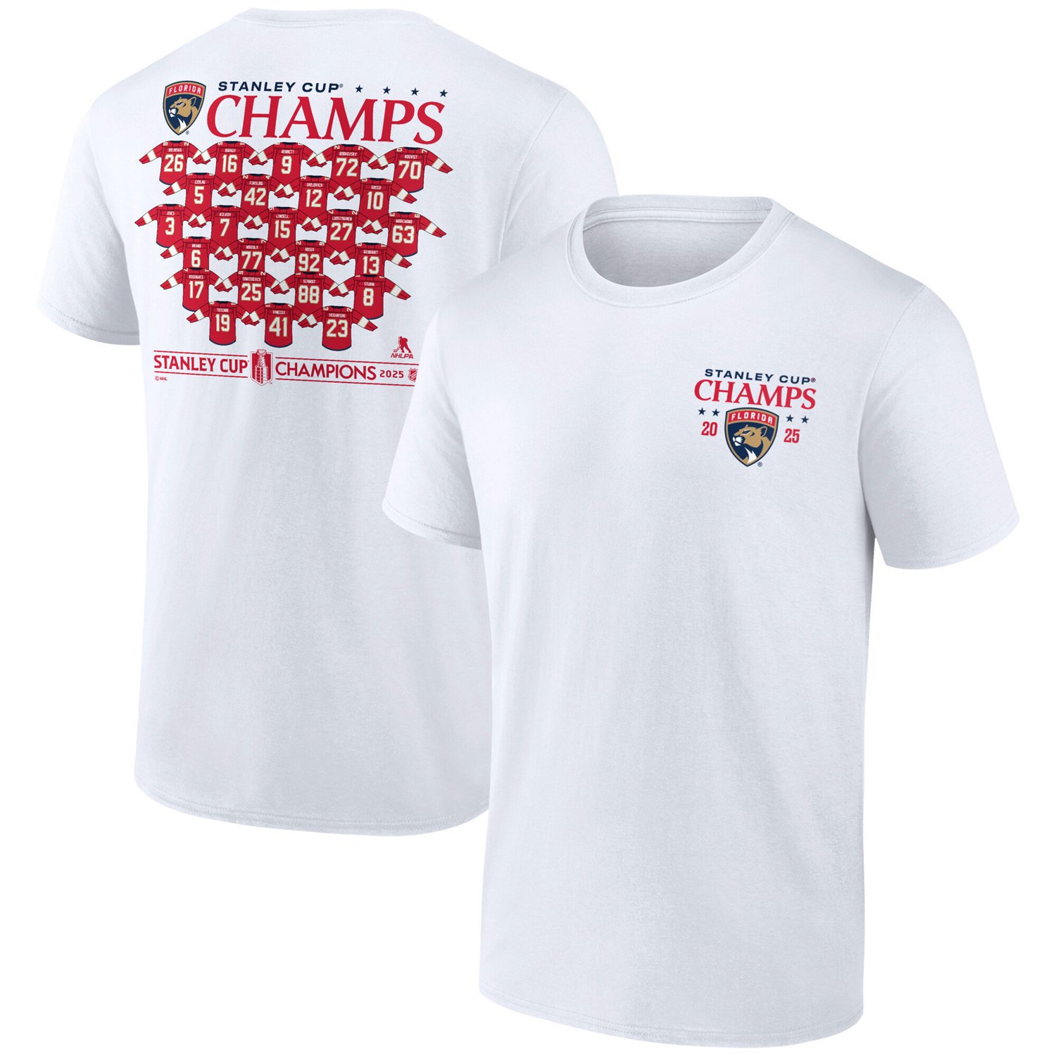 Fanatics Men's Florida Panthers 2025 NHL Stanley Cup Champions Jersey Roster Short Sleeve T- Shirt - view number 3