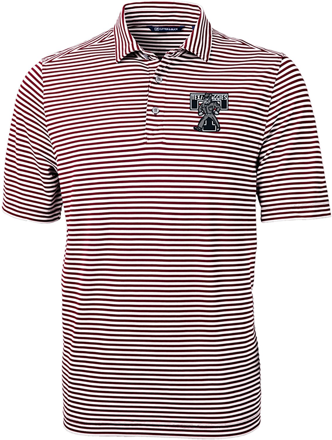 Cutter & Buck Men's Texas A&M University Virtue Eco Pique Stripe Short Sleeve Polo