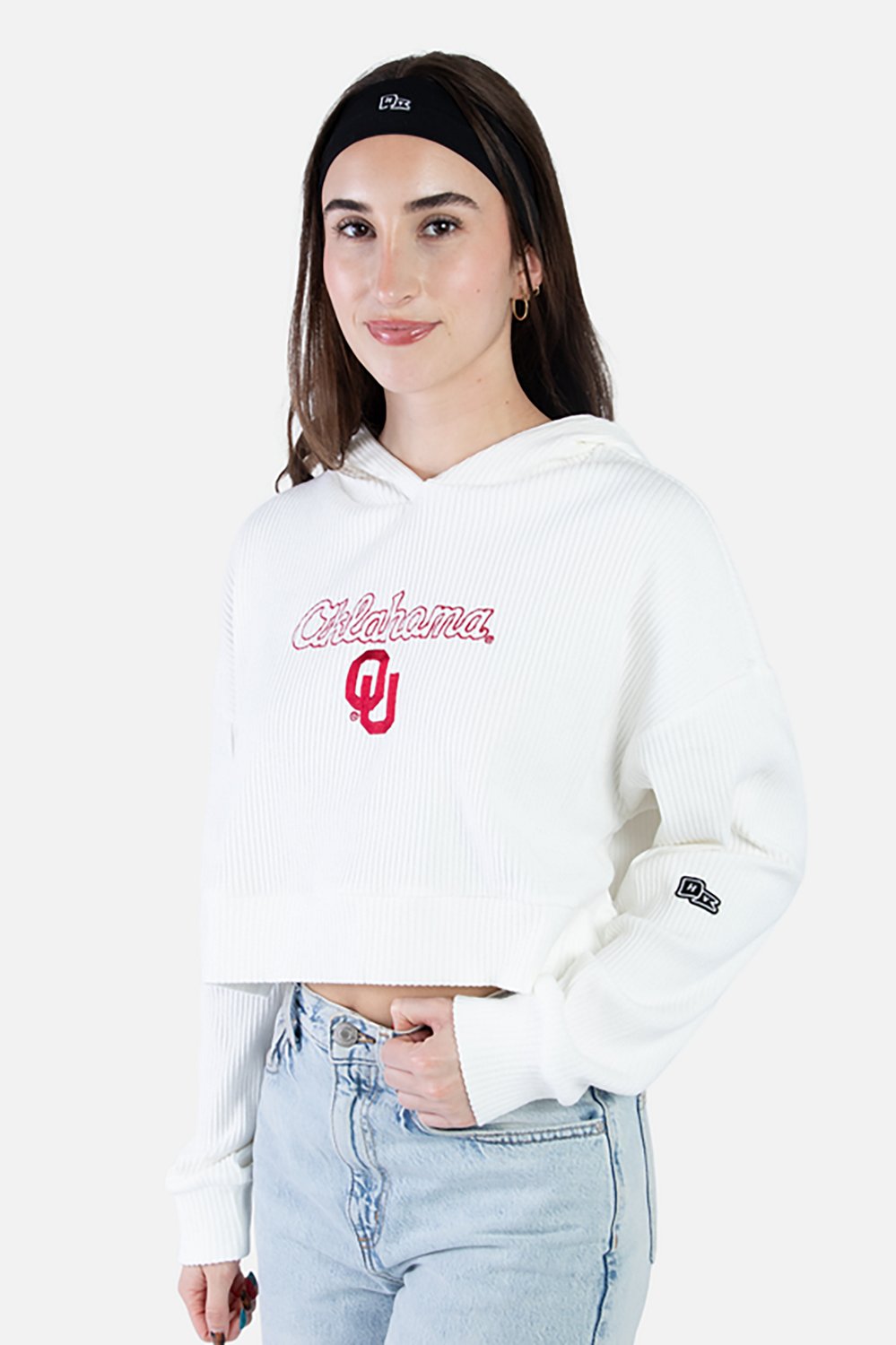 Hype and Vice Women's Oklahoma Sooners Warm Up Cropped Hoodie - view number 3