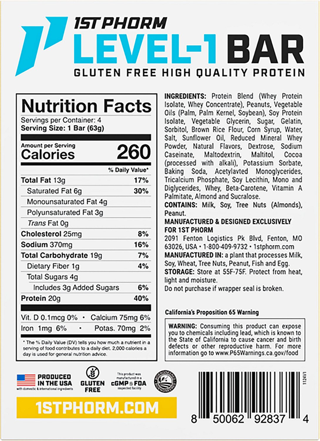 1st Phorm Level-1 Protein Bar - 4-Pack - view number 4