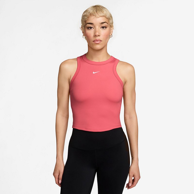 Nike Womens High Neck Sleeveless Active Tank Top, Medium, Pink