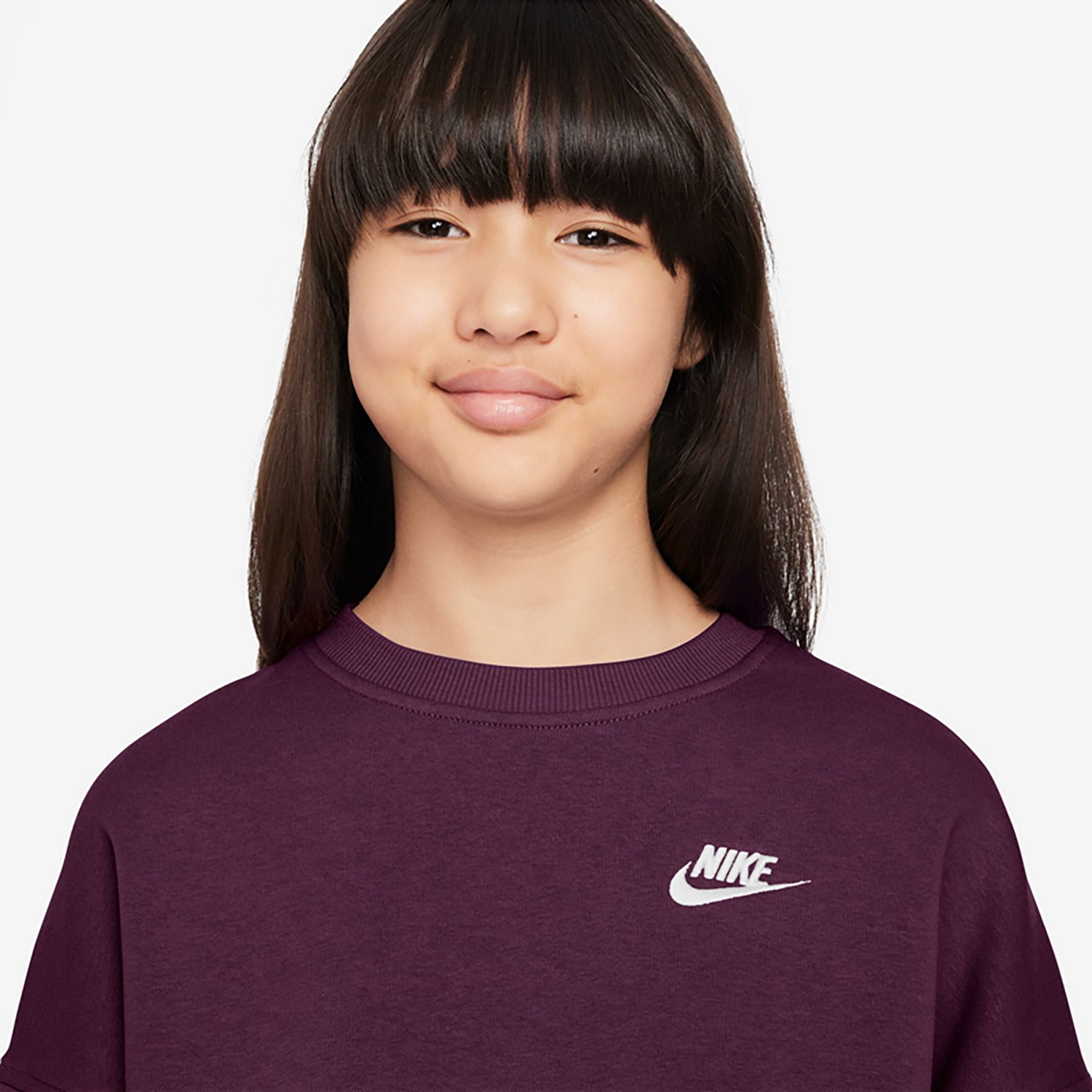 Nike Sportswear Girl's Club Fleece Boxy Crew-Neck Sweatshirt