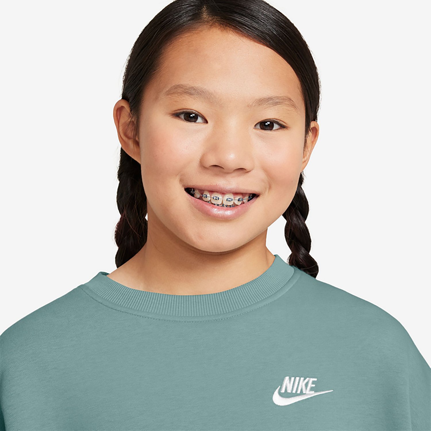 Nike Sportswear Girl's Club Fleece Boxy Crew-Neck Sweatshirt - view number 2