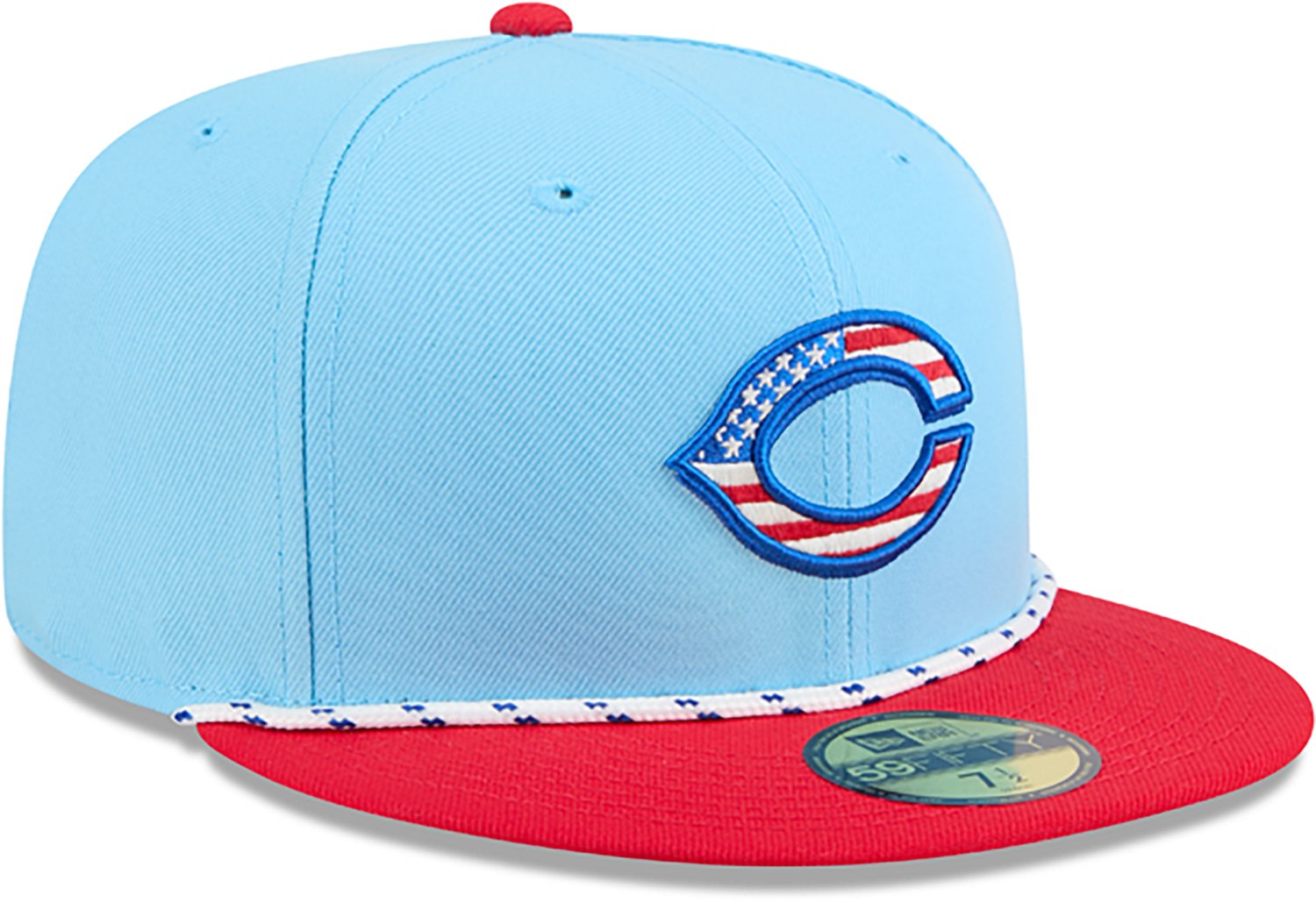 New Era Light Red Cincinnati Reds 2025 Fourth of July 59FIFTY Fitted Hat - view number 3