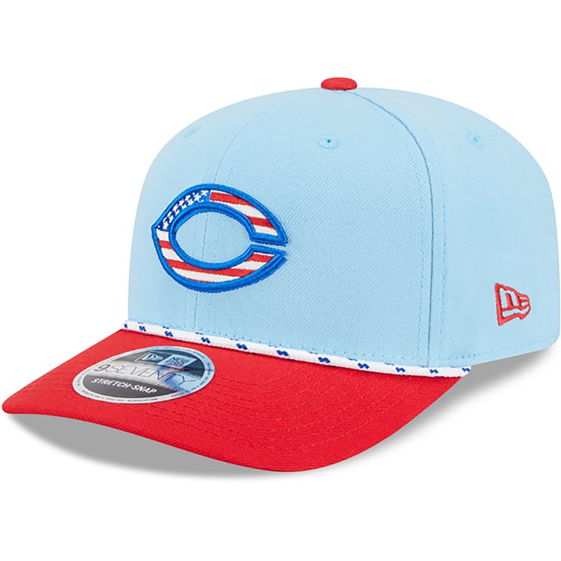 New Era Light Red Cincinnati Reds 2025 Fourth of July 9SEVENTY Adjustable Trucker Hat