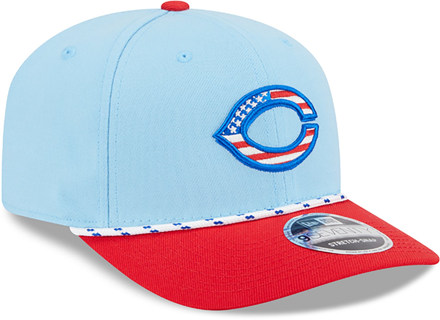 New Era Light Red Cincinnati Reds 2025 Fourth of July 9SEVENTY Adjustable Trucker Hat - view number 3
