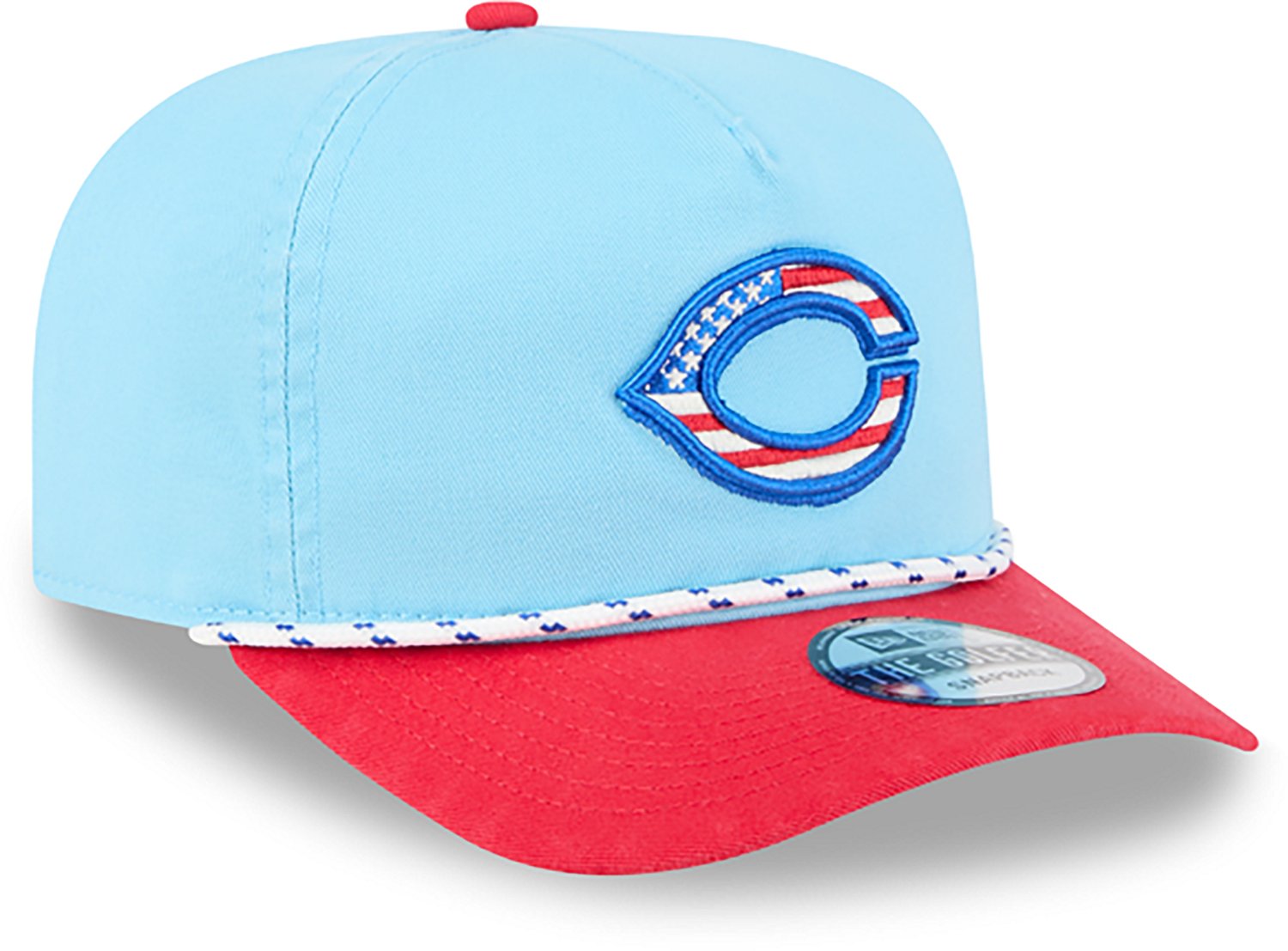 New Era Light Red Cincinnati Reds 2025 Fourth of July Golfer Snapback Hat - view number 3