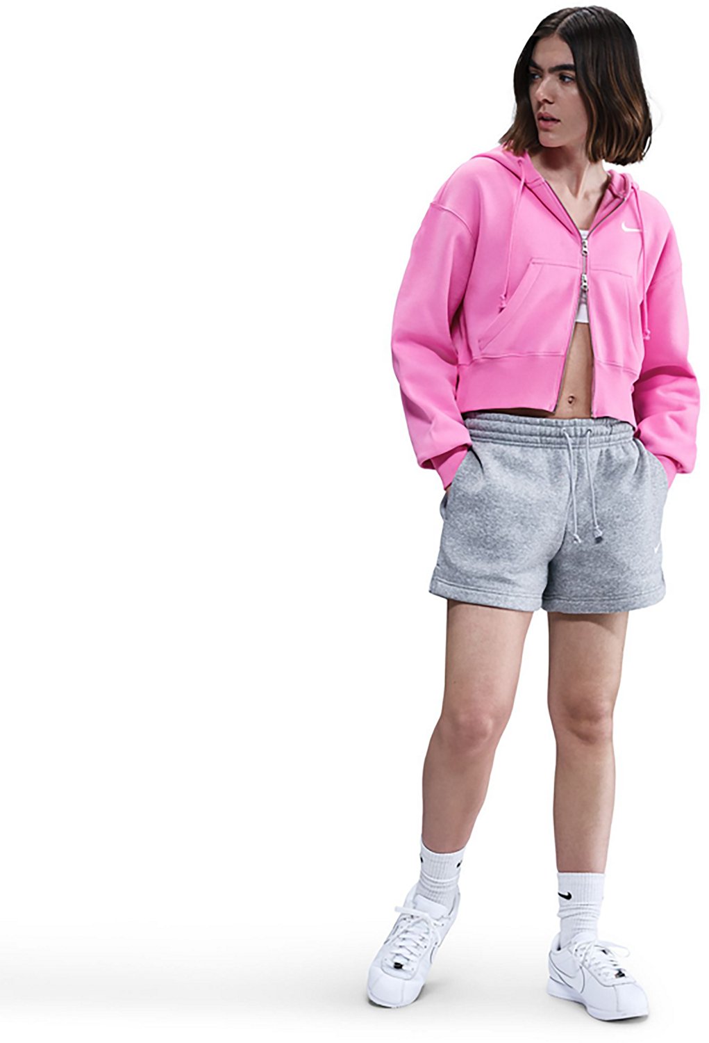 Nike Women's Sportswear Phoenix Fleece Loose Full Zip Crop Hoodie