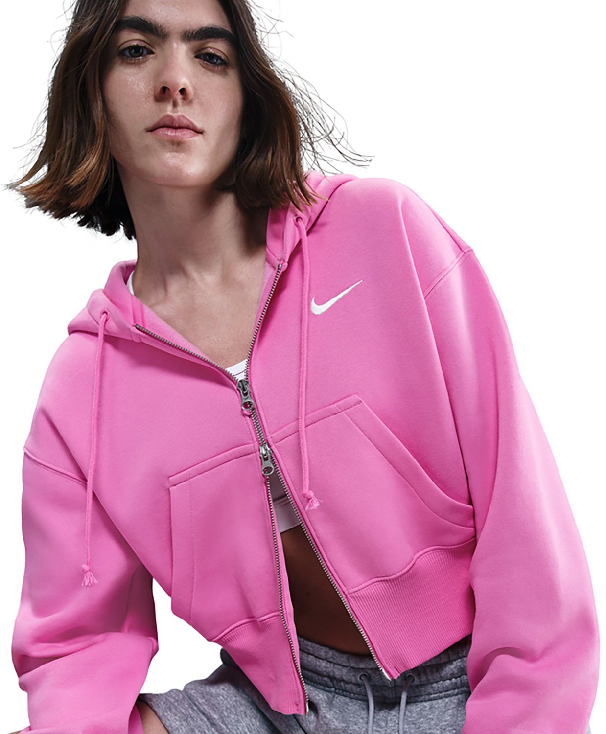 Nike Women's Sportswear Phoenix Fleece Loose Full Zip Crop Hoodie - view number 5