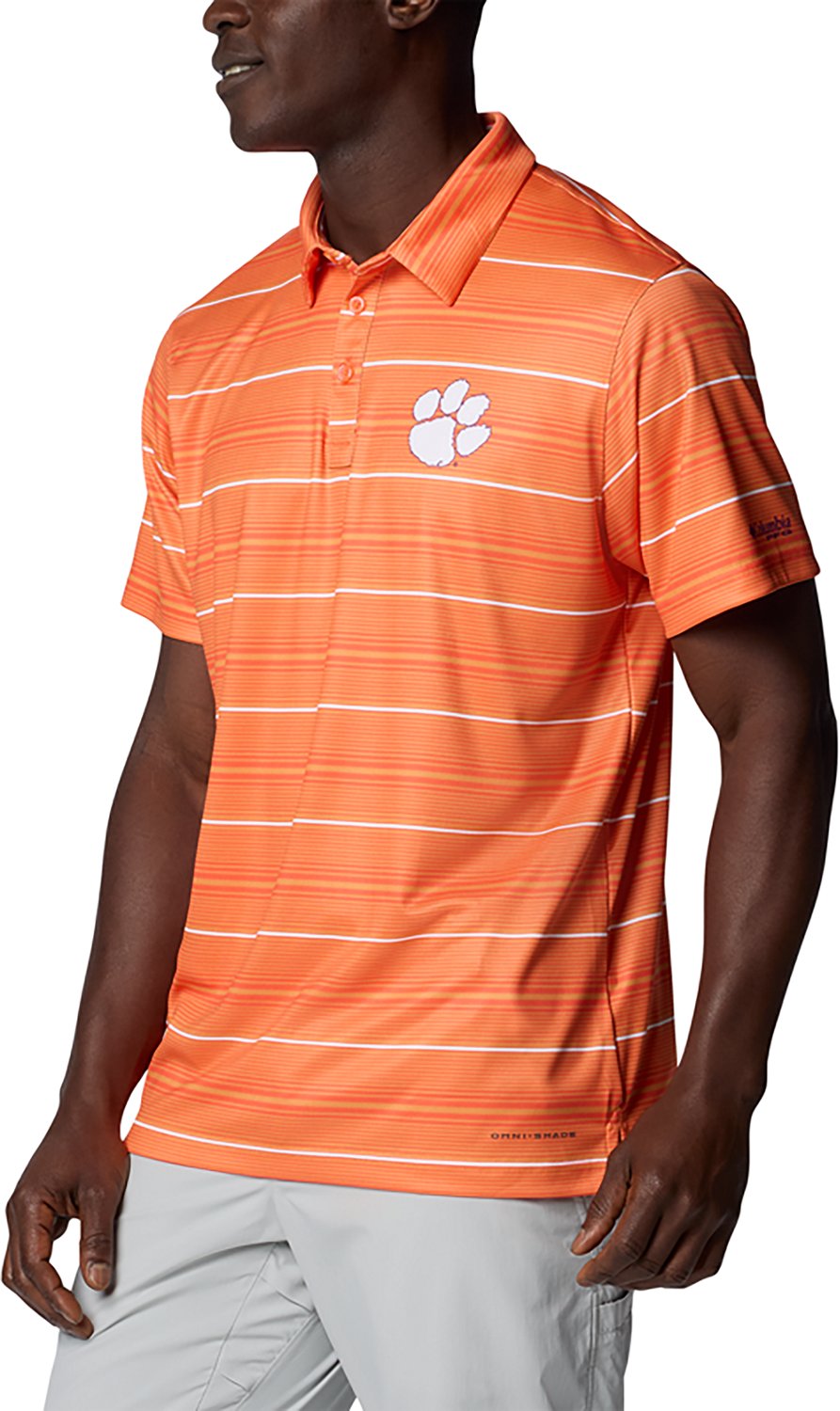 Columbia Sportswear Men's Clemson University Stripe Super Terminal Tackle Polo - view number 2