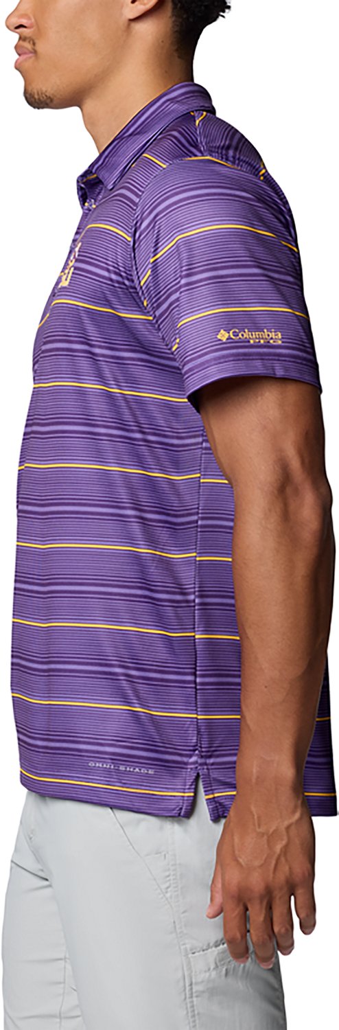 Columbia Sportswear Men's Louisiana State University Stripe Super Terminal Tackle Polo Shirt - view number 2