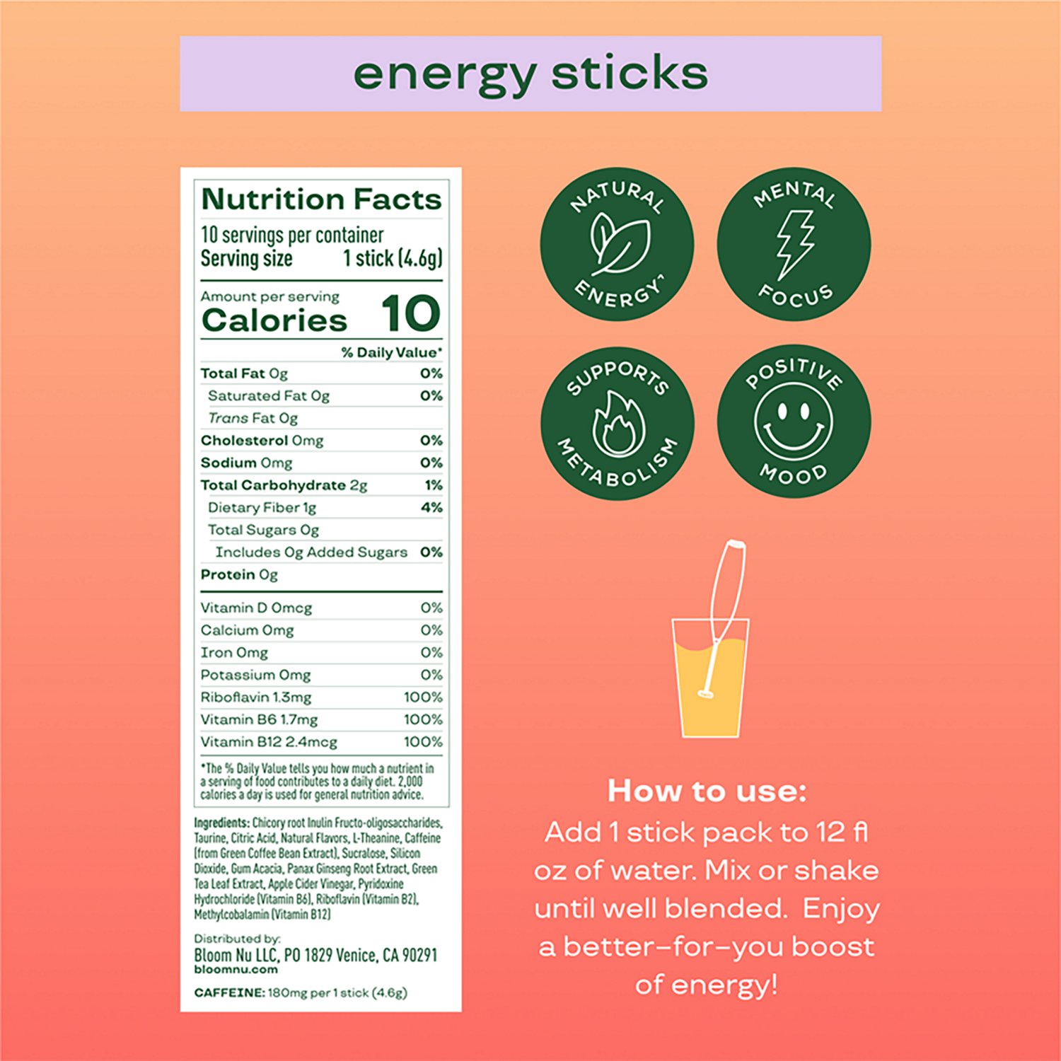 Bloom Nutrition Energy Sticks 10-Pack - view number 2
