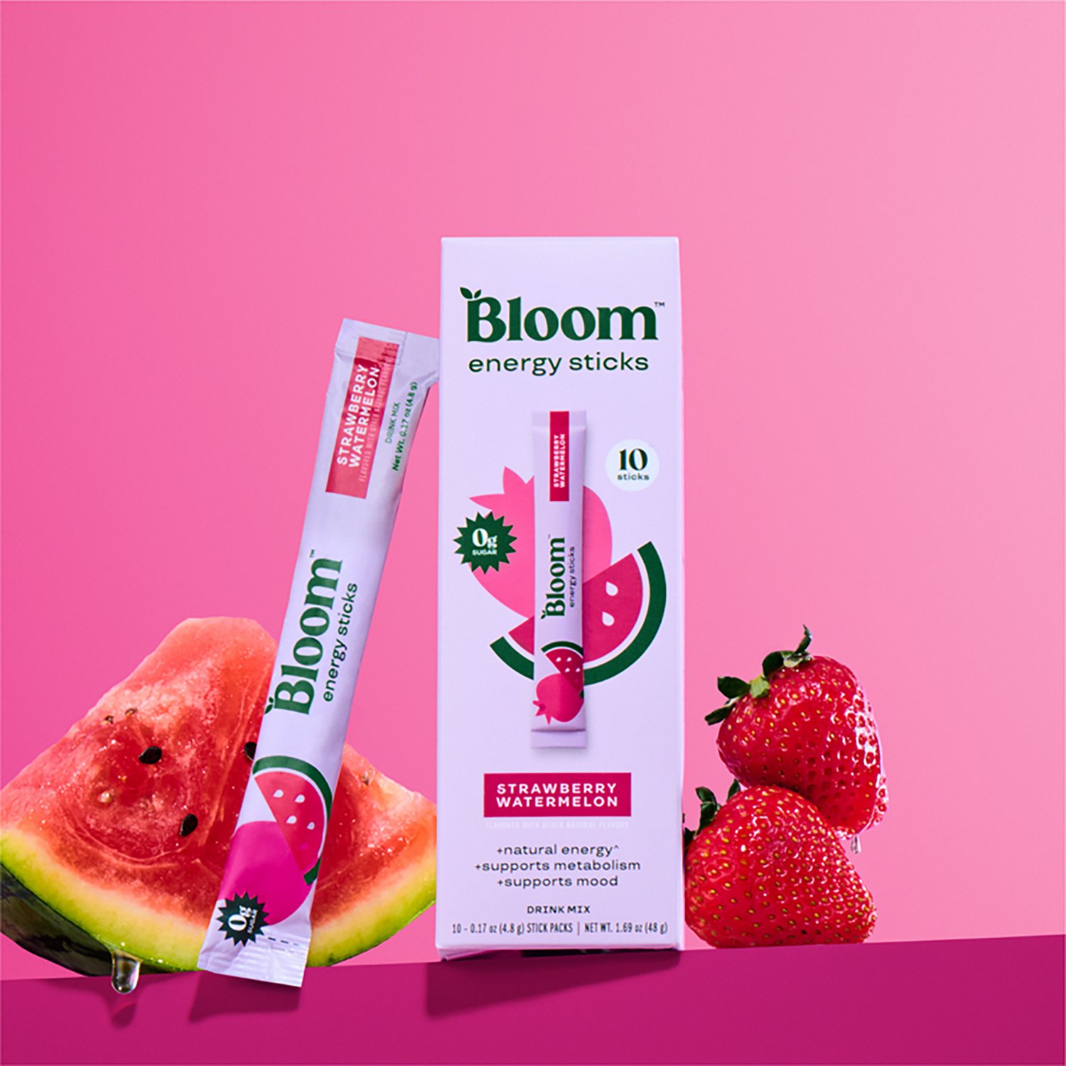 Bloom Nutrition Cherry Lime Energy Sticks 10-Pack