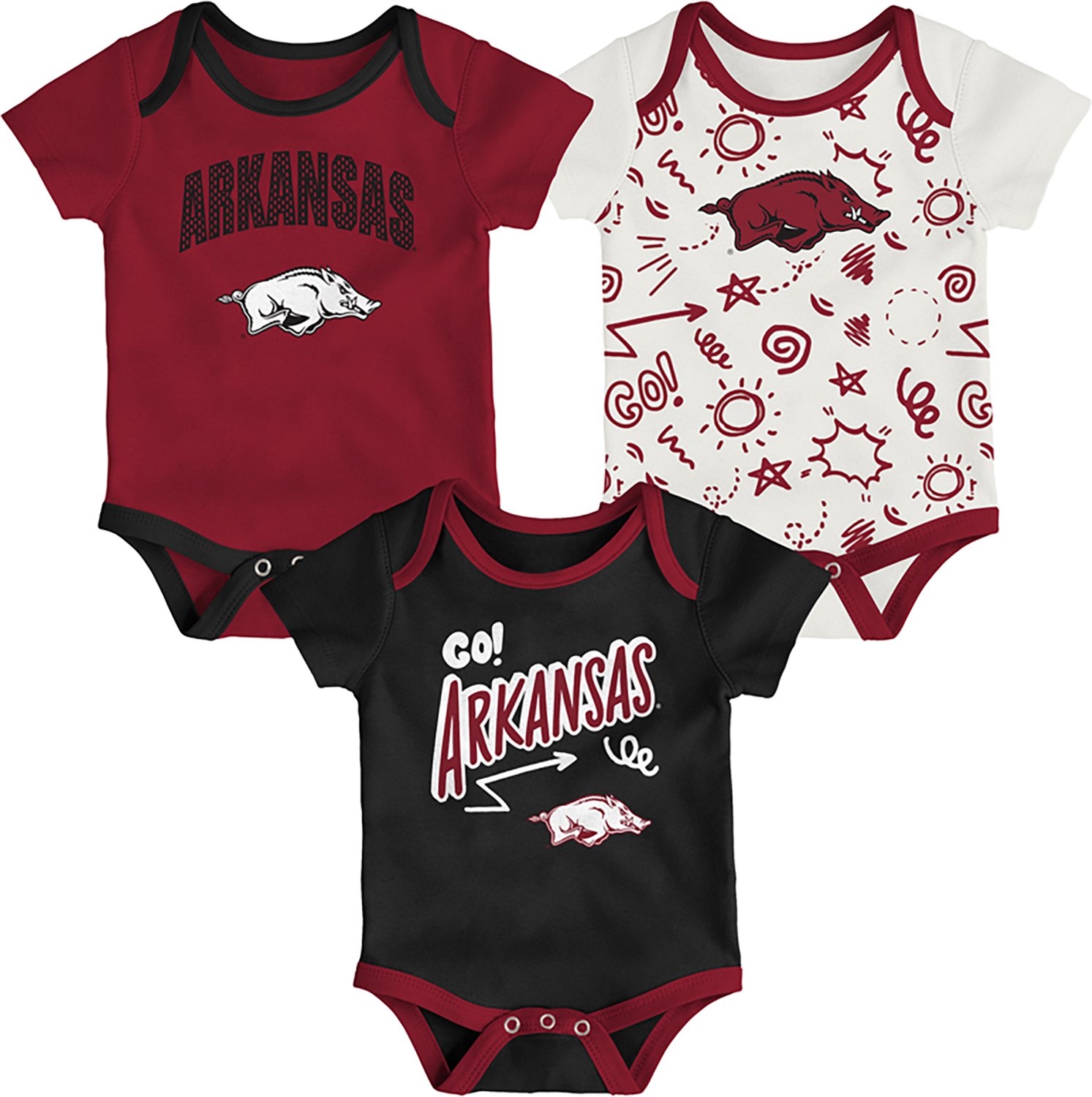 Outerstuff Infants' Arkansas All Day Play 3-Piece Creeper Set - view number 1
